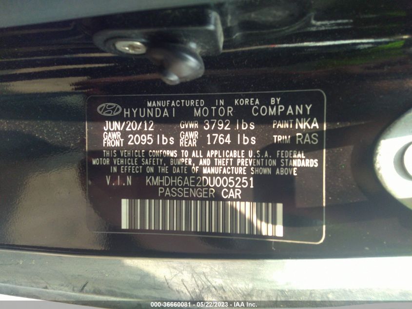 2013 HYUNDAI ELANTRA COUPE SE - KMHDH6AE2DU005251