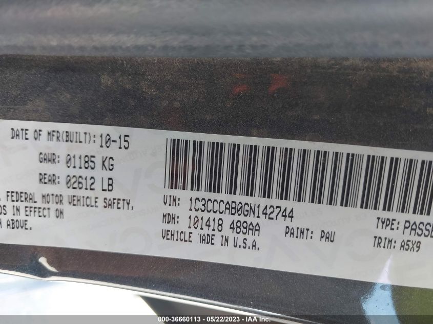 2016 CHRYSLER 200 LIMITED - 1C3CCCAB0GN142744