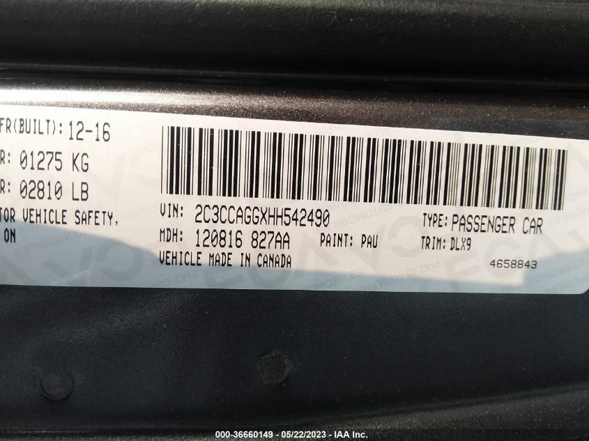 2017 CHRYSLER 300 - 2C3CCAGGXHH542490