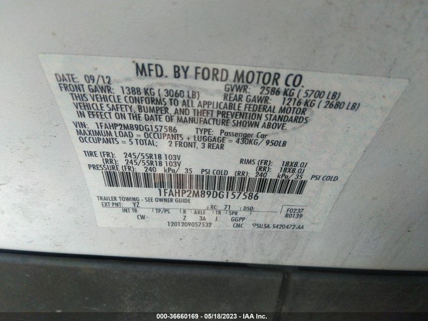 2013 FORD SEDAN POLICE INTERCEPTOR 1FAHP2M89DG157586