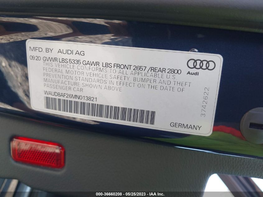 2021 AUDI A6 PREMIUM/SPORT PREMIUM - WAUD8AF26MN013821