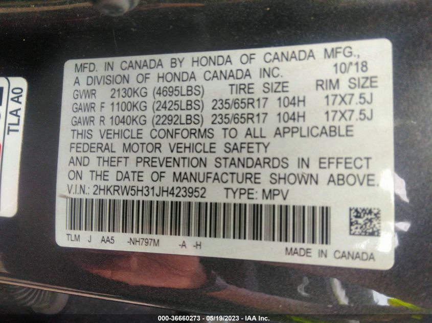 2018 HONDA CR-V LX - 2HKRW5H31JH423952