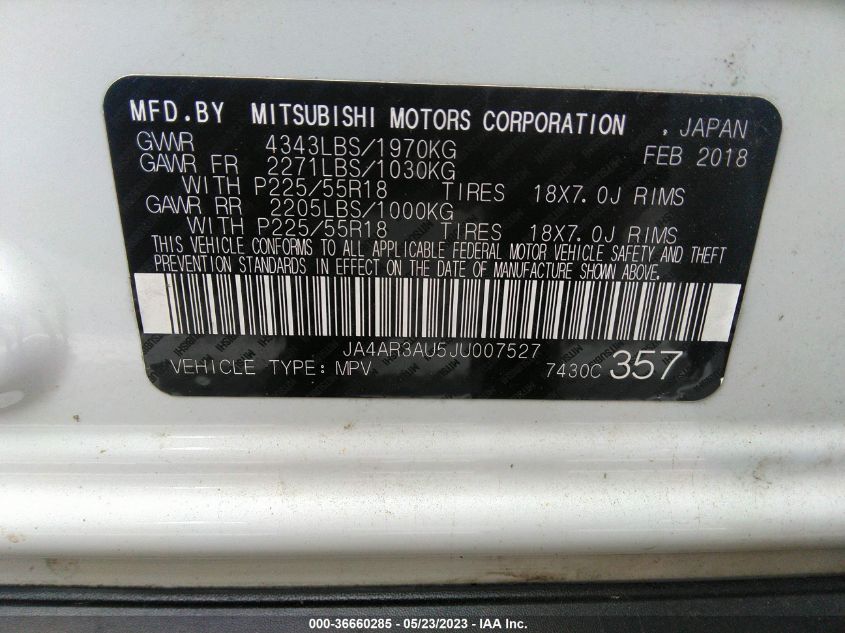 2018 MITSUBISHI OUTLANDER SPORT 2.0 - JA4AR3AU5JU007527