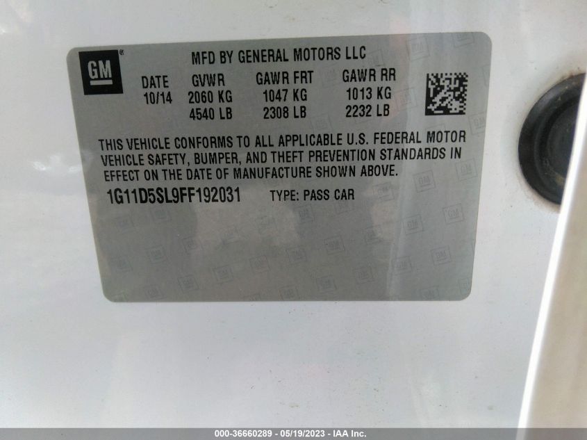 2015 CHEVROLET MALIBU LT - 1G11D5SL9FF192031