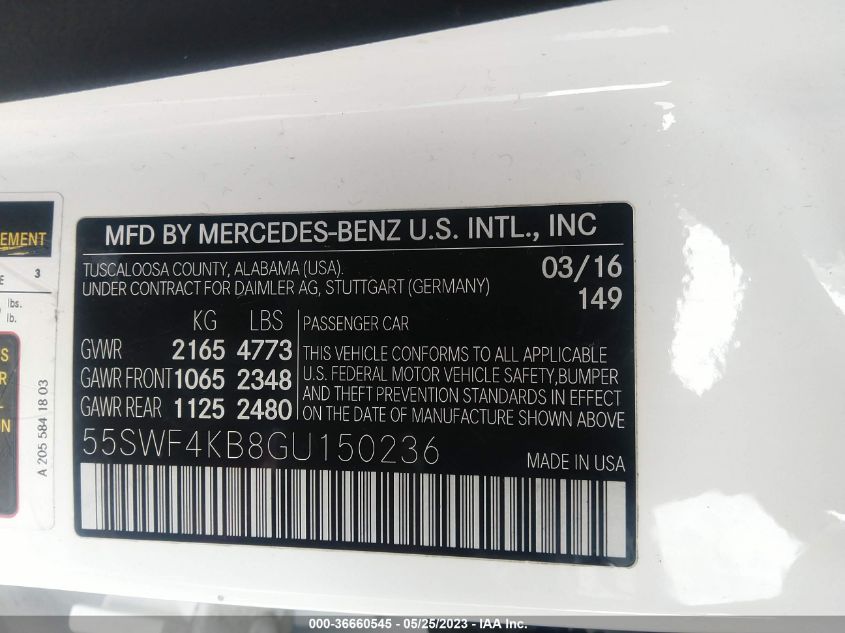 2016 MERCEDES-BENZ C-CLASS C 300 - 55SWF4KB8GU150236