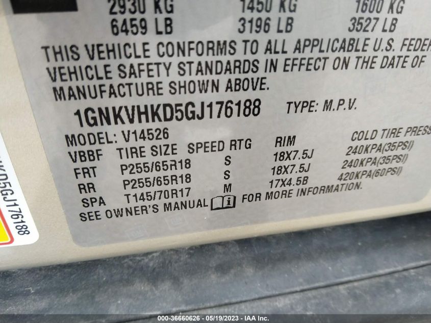 2016 CHEVROLET TRAVERSE LT - 1GNKVHKD5GJ176188