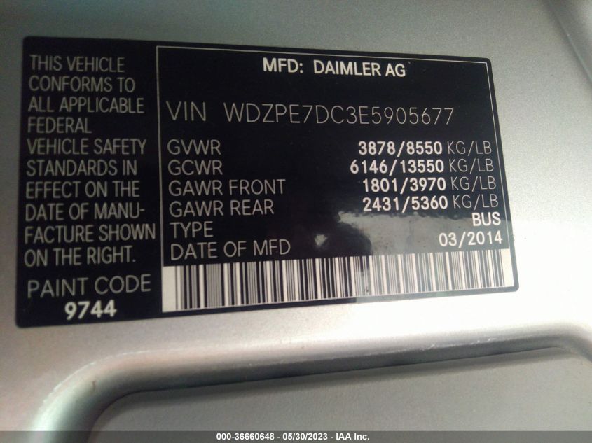 2014 MERCEDES-BENZ SPRINTER PASSENGER VANS - WDZPE7DC3E5905677