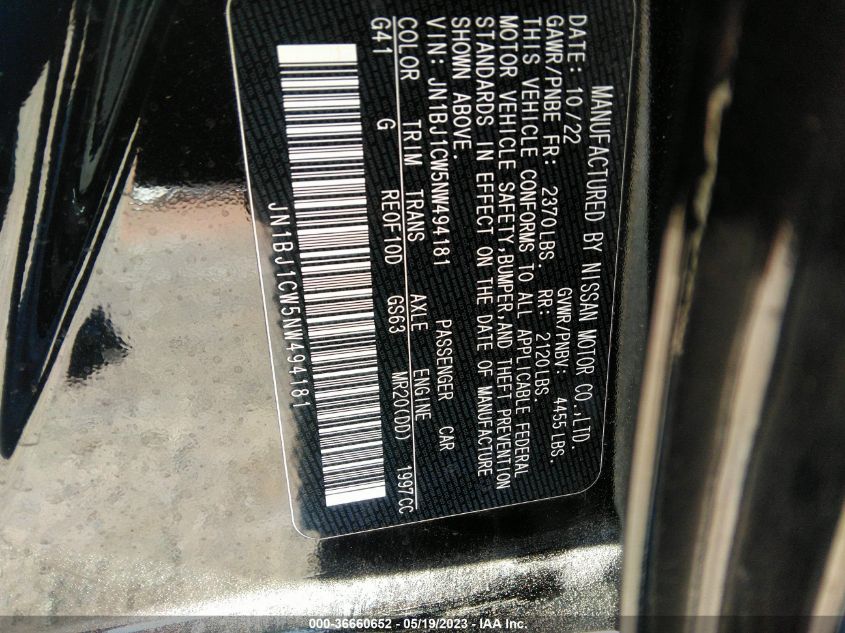 2022 NISSAN ROGUE SPORT SL - JN1BJ1CW5NW494181