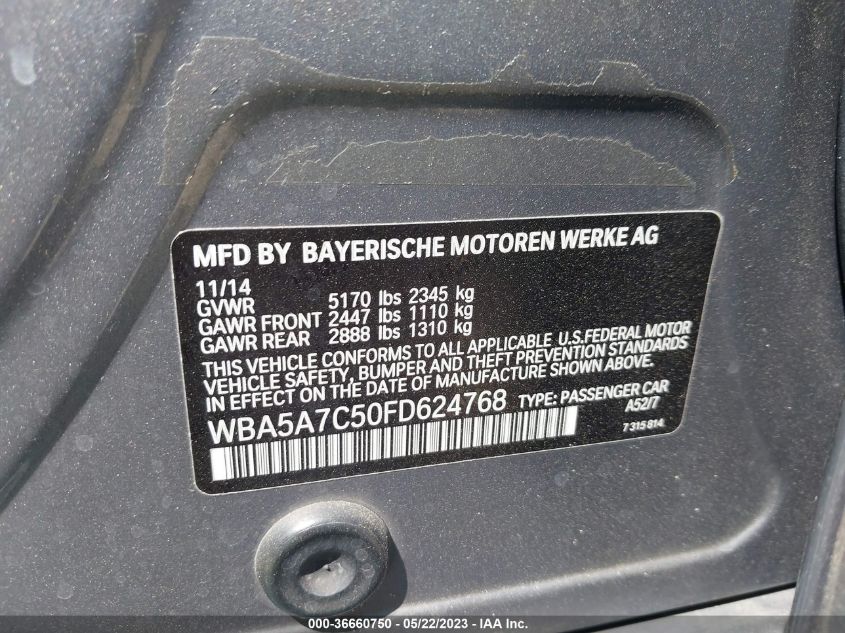2015 BMW 5 SERIES 528I XDRIVE WBA5A7C50FD624768