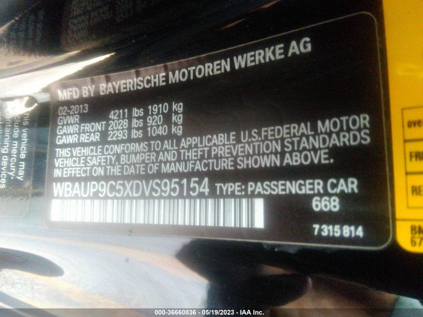 2013 BMW 1 SERIES 128I WBAUP9C5XDVS95154