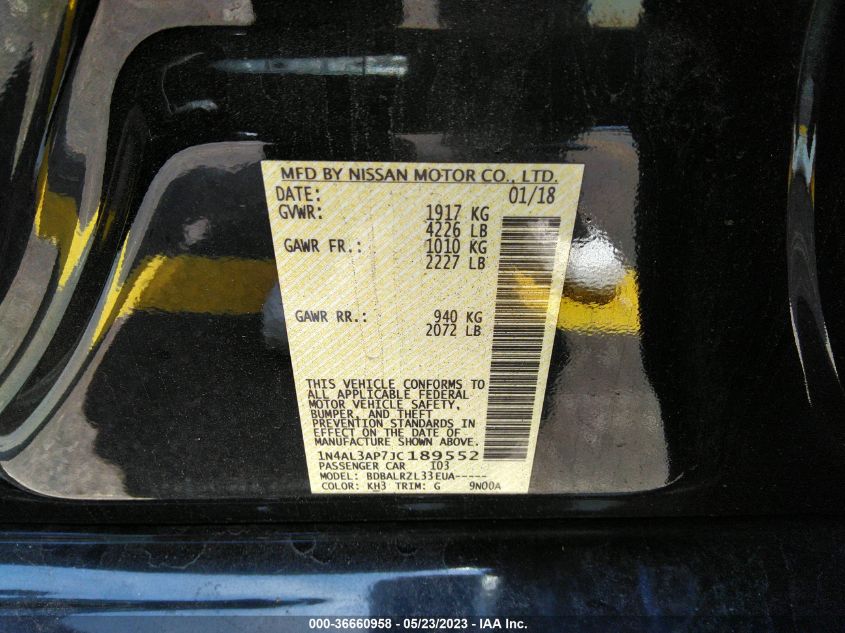 2018 NISSAN ALTIMA 2.5 SL - 1N4AL3AP7JC189552