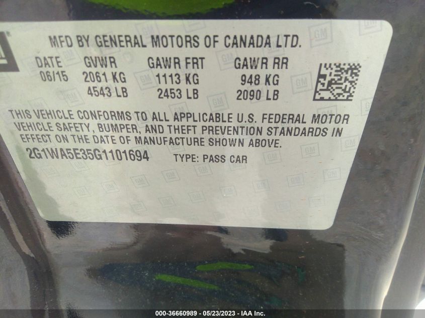 2016 CHEVROLET IMPALA LIMITED LS - 2G1WA5E35G1101694