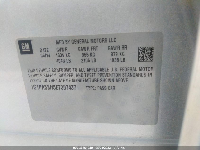 2014 CHEVROLET CRUZE LS - 1G1PA5SH5E7387437