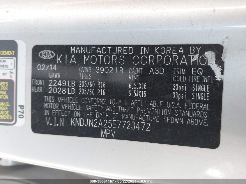 2014 KIA SOUL BASE - KNDJN2A25E7723472