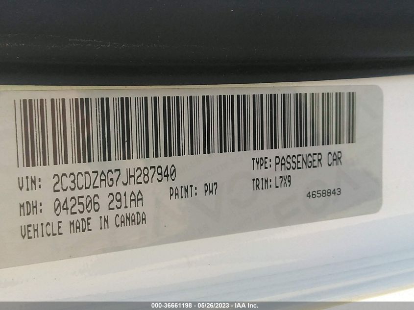2018 DODGE CHALLENGER SXT - 2C3CDZAG7JH287940