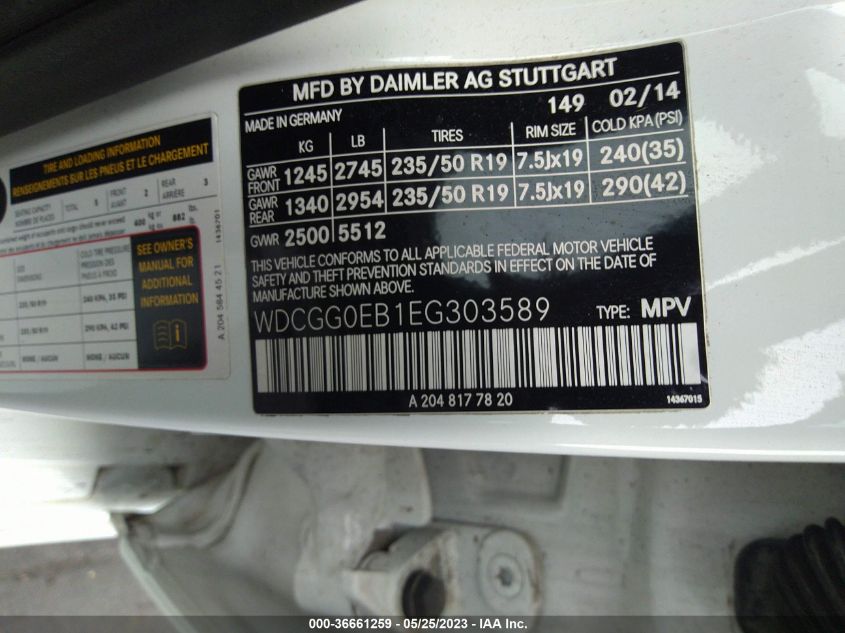 2014 MERCEDES-BENZ GLK-CLASS GLK 250 BLUETEC - WDCGG0EB1EG303589