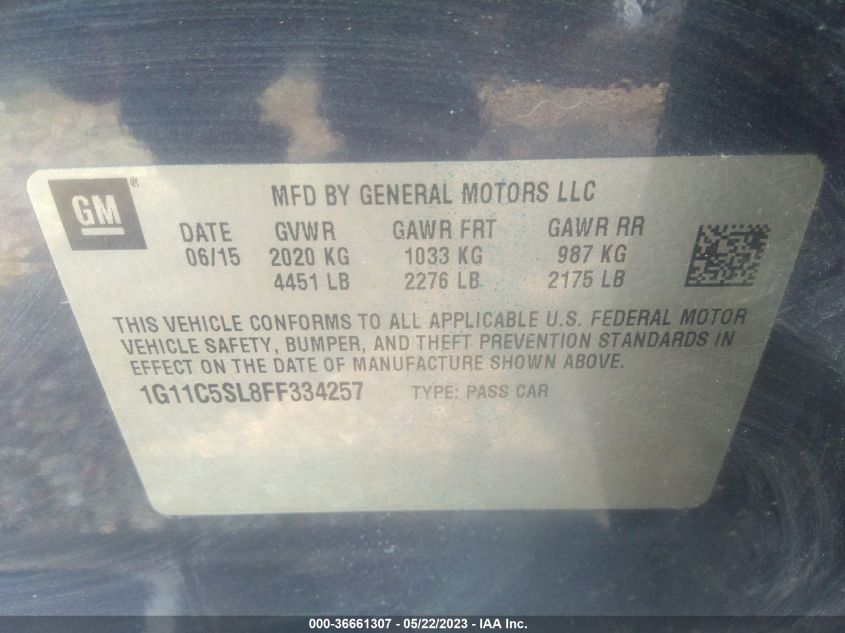 2015 CHEVROLET MALIBU LT - 1G11C5SL8FF334257