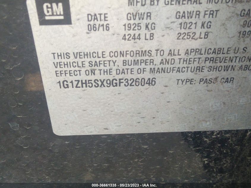 2016 CHEVROLET MALIBU PREMIER - 1G1ZH5SX9GF326046