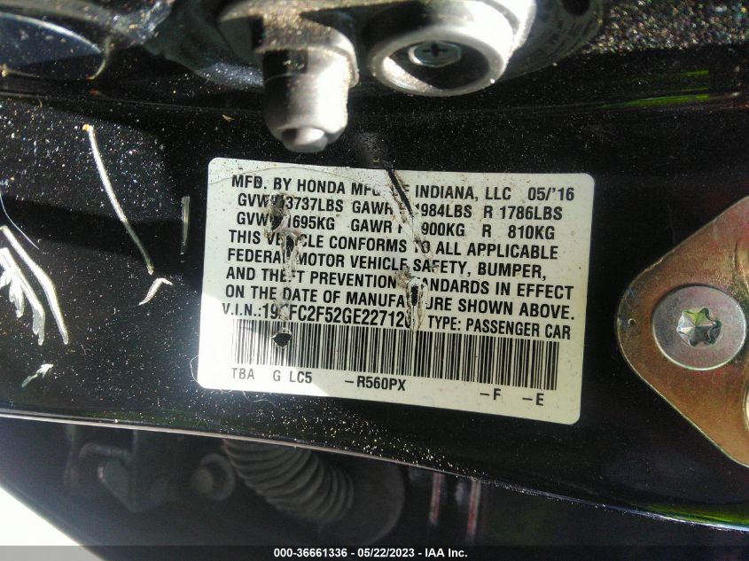 2016 HONDA CIVIC SEDAN LX - 19XFC2F52GE227126