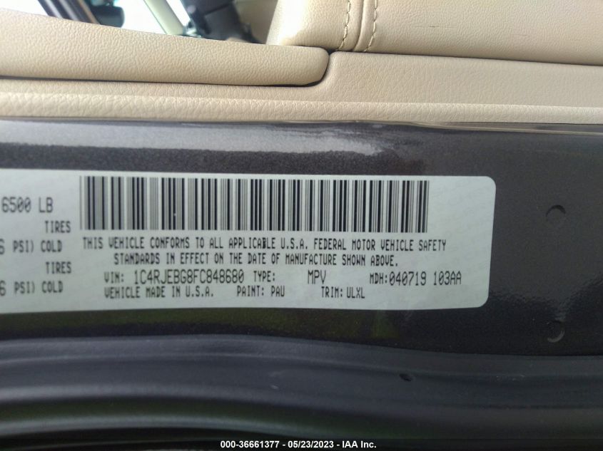 2015 JEEP GRAND CHEROKEE LIMITED - 1C4RJEBG8FC848680