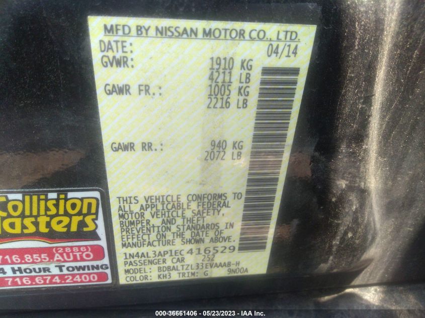 2014 NISSAN ALTIMA 2.5 SV - 1N4AL3AP1EC416529
