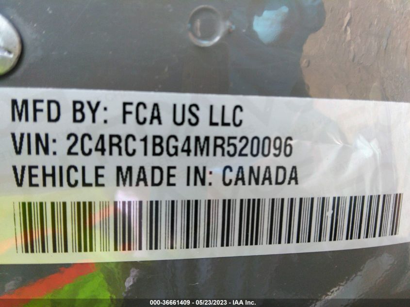 2021 CHRYSLER PACIFICA TOURING L - 2C4RC1BG4MR520096