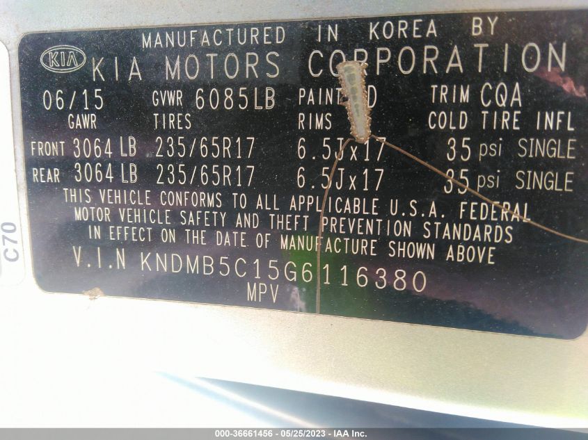2016 KIA SEDONA LX - KNDMB5C15G6116380