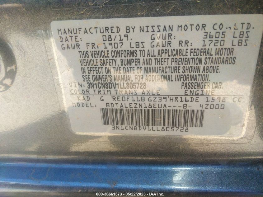2020 NISSAN VERSA S - 3N1CN8DV1LL805728