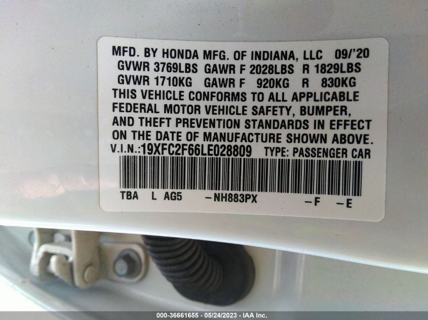 2020 HONDA CIVIC SEDAN LX - 19XFC2F66LE028809