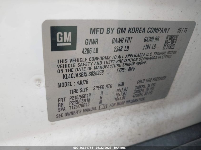 2020 BUICK ENCORE PREFERRED - KL4CJASBXLB028258