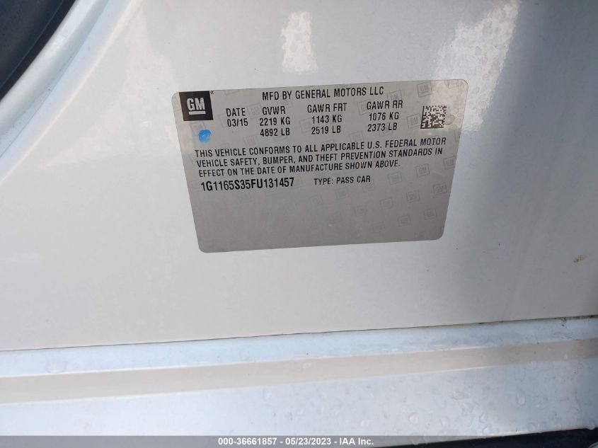 2015 CHEVROLET IMPALA LTZ - 1G1165S35FU131457