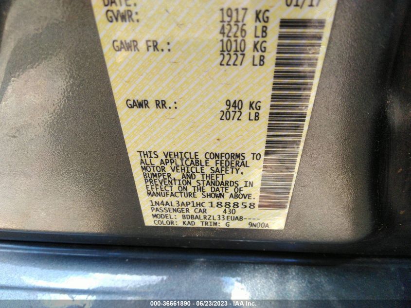 2017 NISSAN ALTIMA 2.5 SL - 1N4AL3AP1HC188858