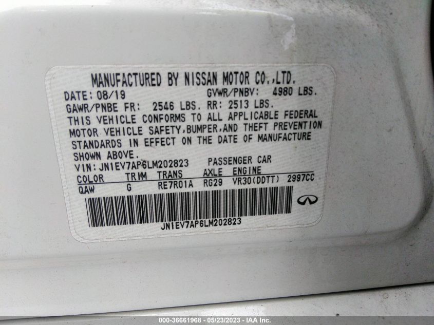 2020 INFINITI Q50 3.0T LUXE - JN1EV7AP6LM202823