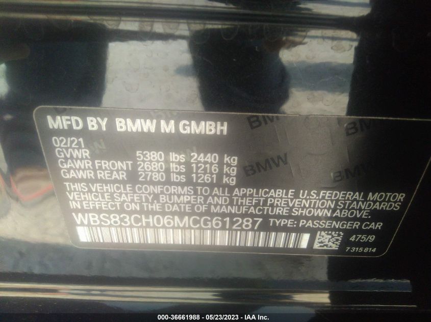 WBS83CH06MCG61287 2021 BMW M5, photo no. 9