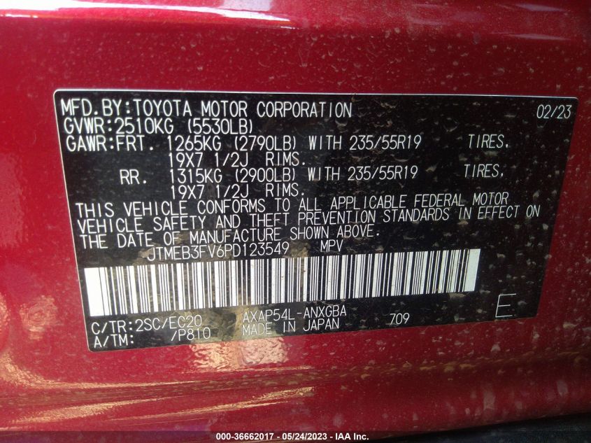2023 TOYOTA RAV4 PRIME XSE JTMEB3FV6PD123549