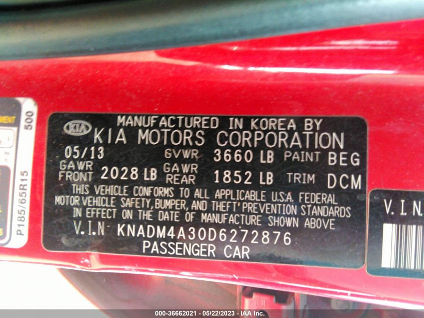 2013 KIA RIO LX - KNADM4A30D6272876
