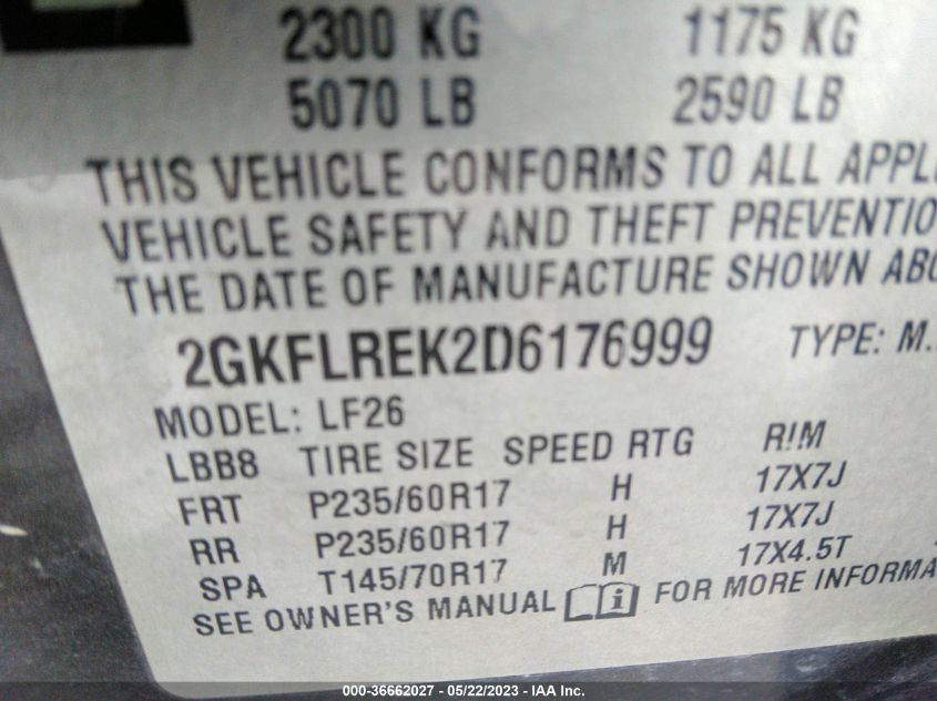 2013 GMC TERRAIN SLE - 2GKFLREK2D6176999