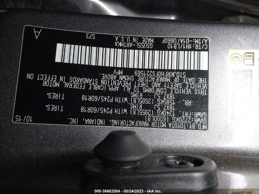 2015 TOYOTA HIGHLANDER XLE - 5TDJKRFH0FS221569