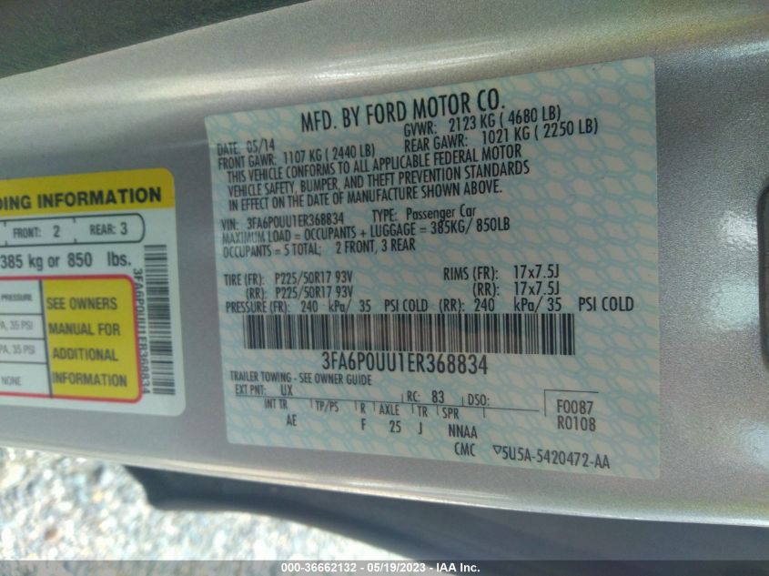 2014 FORD FUSION S HYBRID - 3FA6P0UU1ER368834