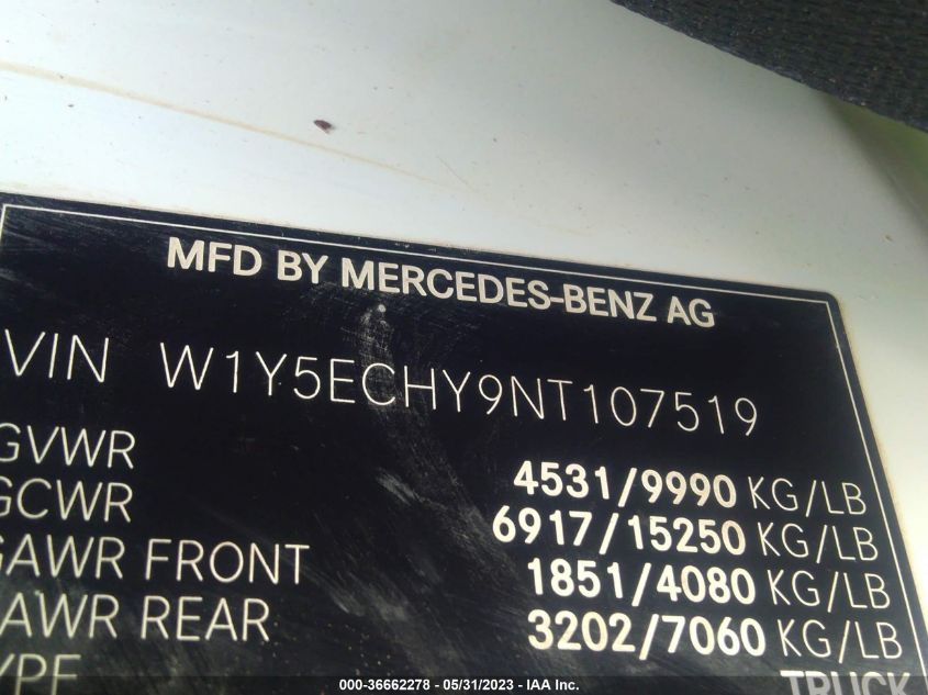 2022 MERCEDES-BENZ SPRINTER CARGO VAN W1Y5ECHY9NT107519