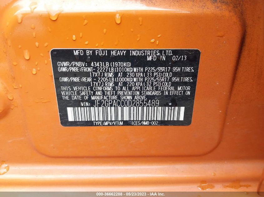 2013 SUBARU XV CROSSTREK PREMIUM - JF2GPACC0D2855489
