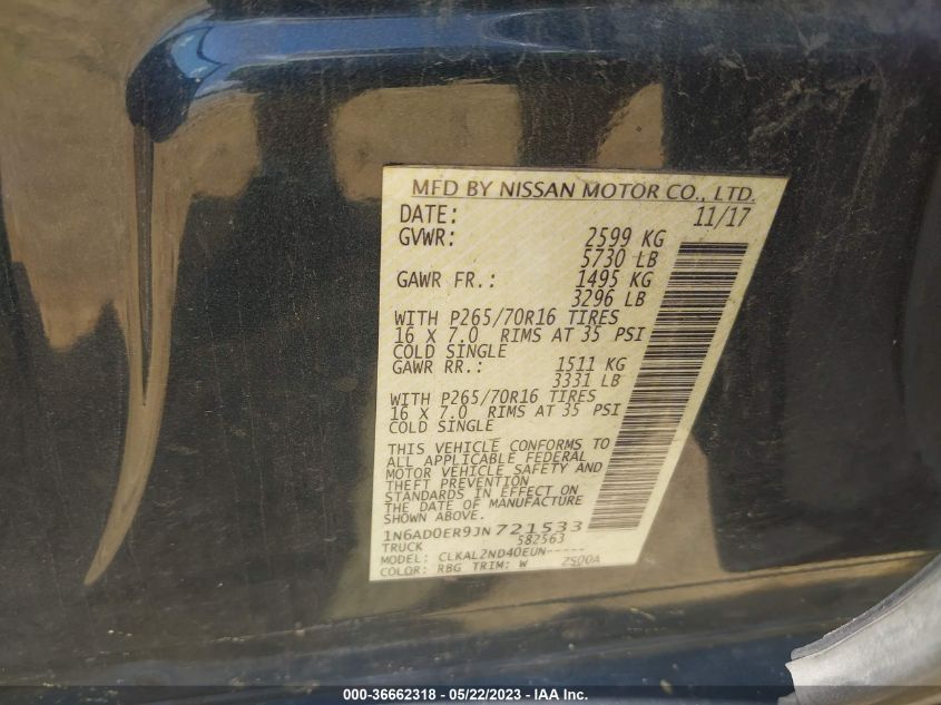 2018 NISSAN FRONTIER SV V6 - 1N6AD0ER9JN721533