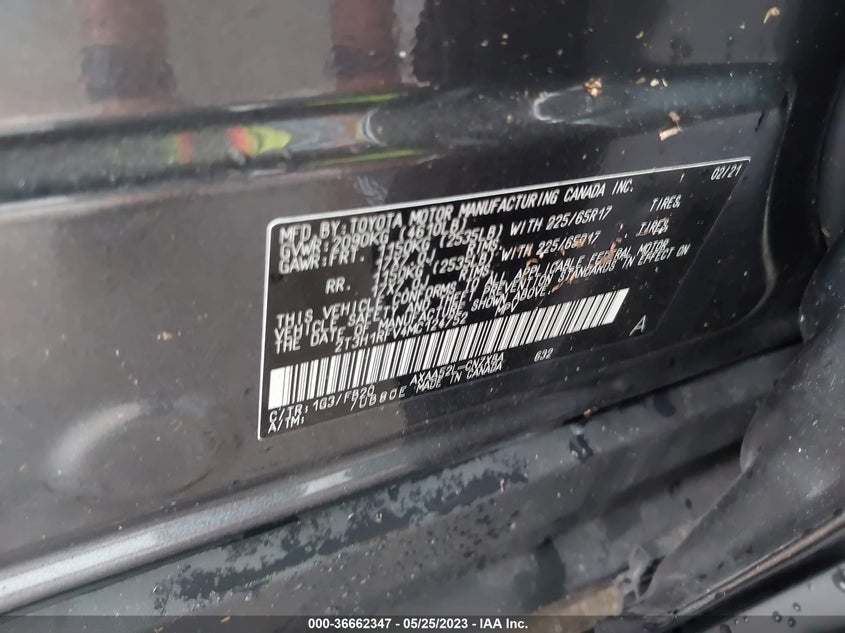 VIN 2T3H1RFV4MC124752 2021 TOYOTA RAV4 LE
