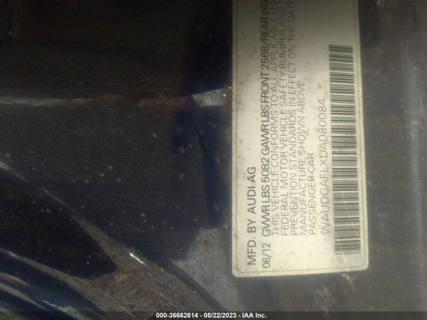 2013 AUDI S4 PREMIUM PLUS WAUDGAFLXDA080084