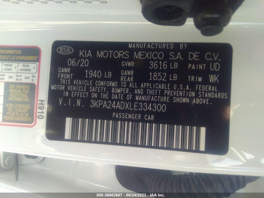 2020 KIA RIO LX - 3KPA24ADXLE334300