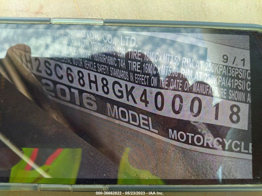 2016 HONDA GL1800 - JH2SC68H8GK400018