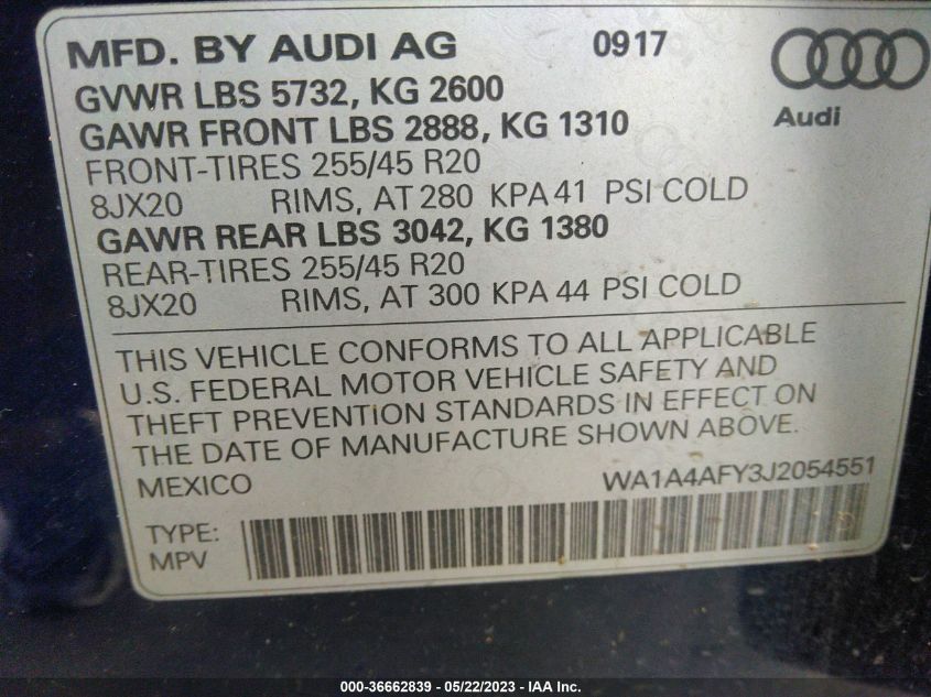 2018 AUDI SQ5 PREMIUM PLUS - WA1A4AFY3J2054551