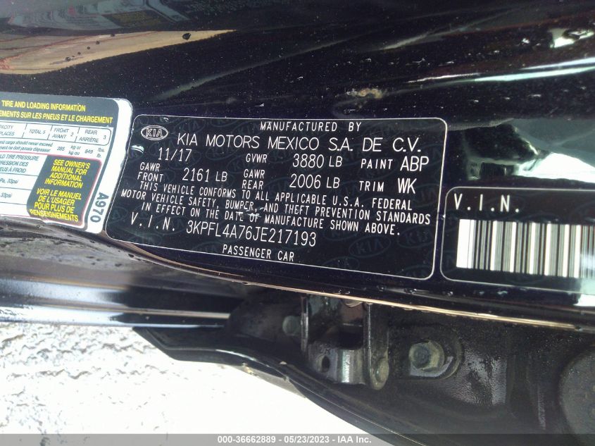 2018 KIA FORTE S - 3KPFL4A76JE217193