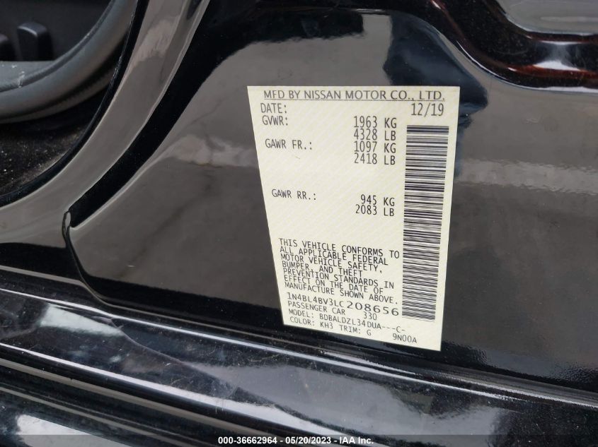 2020 NISSAN ALTIMA 2.5 S - 1N4BL4BV3LC208656
