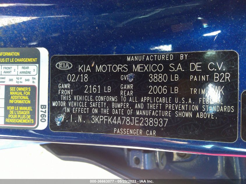 2018 KIA FORTE LX - 3KPFK4A78JE238937